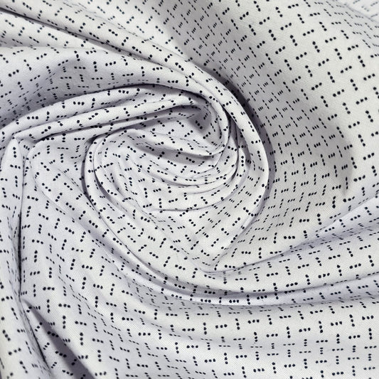White & Black Geometric Cotton Poplin Fabric – 58" Wide Printed Craft, Dress & Quilting Fabric | 100% Cotton | Sold by the Metre