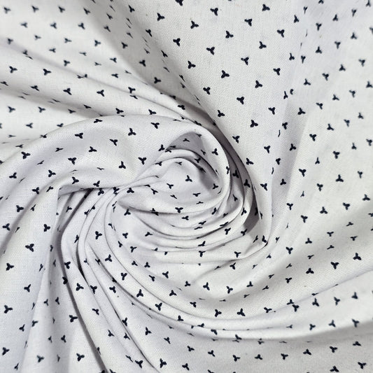 White & Black Geometric Cotton Poplin Fabric – 58" Wide Printed Craft, Dress & Quilting Fabric | 100% Cotton | Sold by the Metre
