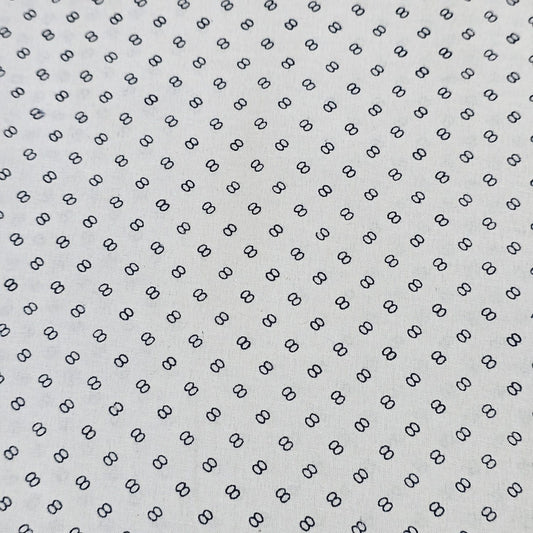 White & Black Geometric Cotton Poplin Fabric – 58" Wide Printed Craft, Dress & Quilting Fabric | 100% Cotton | Sold by the Metre