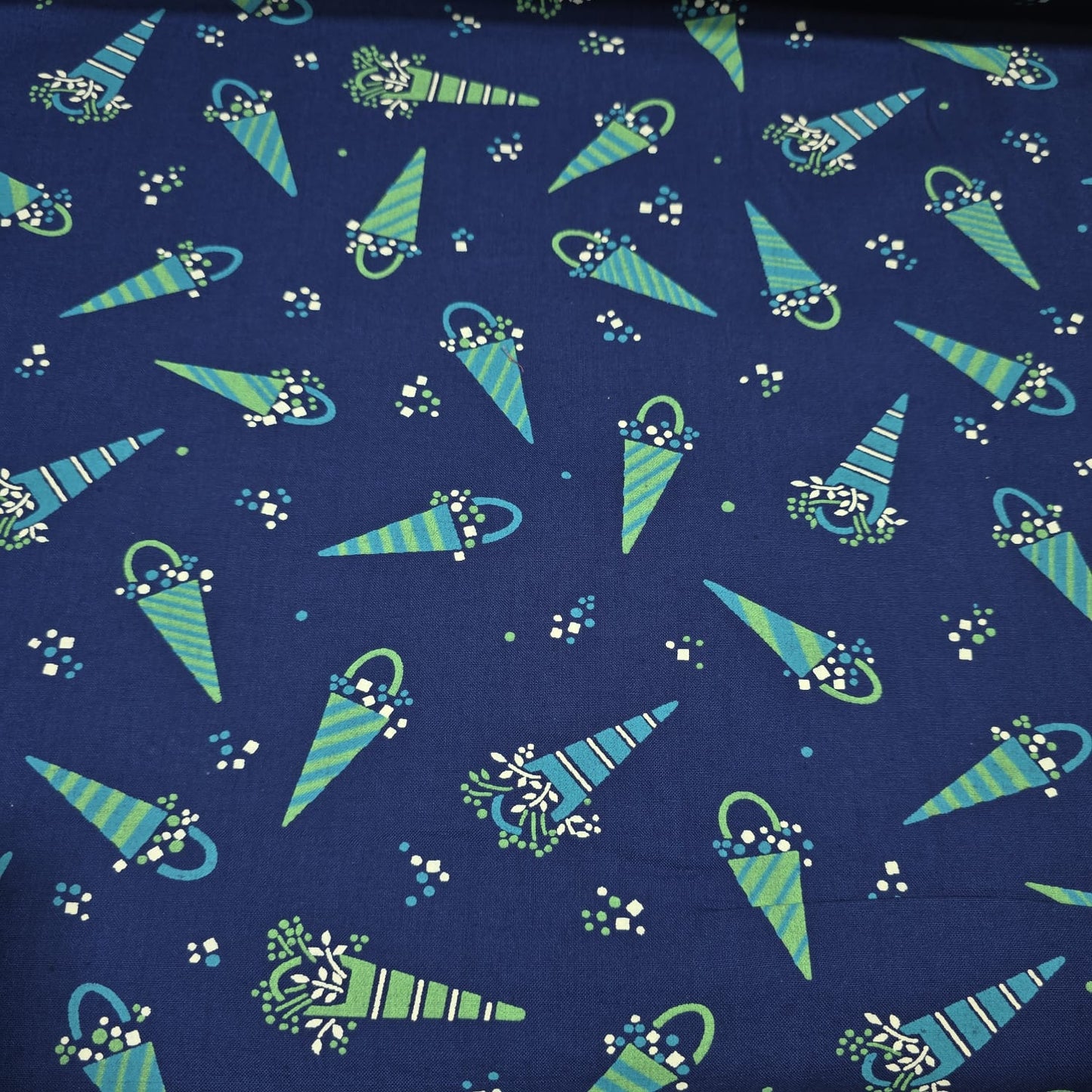 Navy Umbrella Print Cotton Poplin Fabric – 58" Wide | 100% Cotton Novelty Dressmaking & Craft Fabric | Sold by the Metre