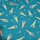 Teal Umbrella Print Cotton Poplin Fabric – 58" Wide | 100% Cotton Novelty Dressmaking & Craft Fabric | Sold by the Metre