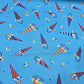 Blue Umbrella Print Cotton Poplin Fabric – 58" Wide | 100% Cotton Novelty Dressmaking & Craft Fabric | Sold by the Metre