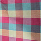 Cotton Linen Madras Check Fabric – Cerise Pink, Duck Egg & Cream Plaid | 44" Wide | Lightweight Woven Dressmaking Fabric | Sold by the Metre
