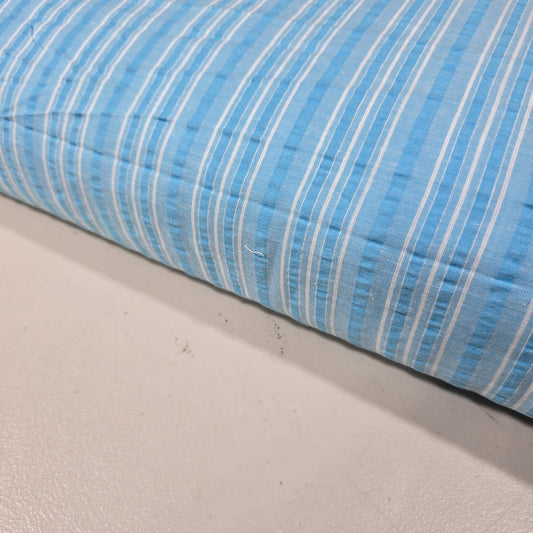 Sky Blue Striped Seersucker Fabric – 58" Wide | Lightweight Cotton Blend Dressmaking Fabric | Sold by the Metre