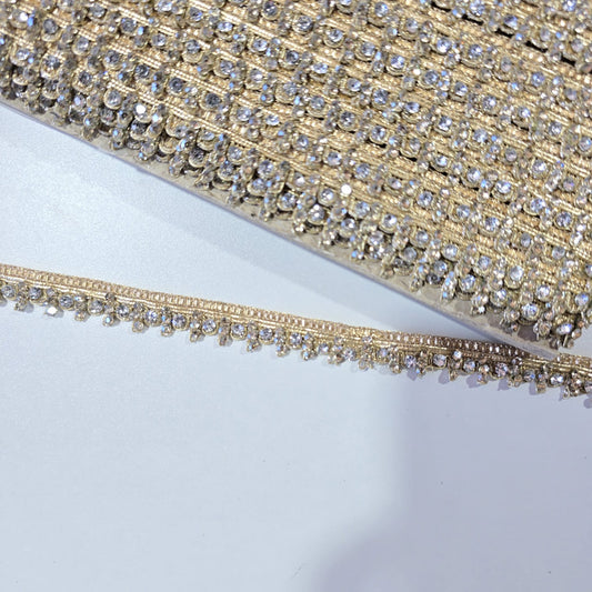 9 Metre Luxury Gold Crystal Rhinestone Lace Trim Bridal Wedding Dress Border Ribbon Embellishment (Copy)