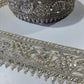 Luxury Ivory Pearl & Crystal Embroidered Lace Trim Border | Bridal Saree Dress Decorative Trim by 9 Metres