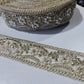 Luxury Ivory Pearl & Crystal Embroidered Lace Trim Border | Bridal Wedding Dress Saree Decorative Trim by 9 Metres