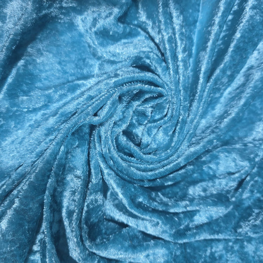 Premium Crushed Stretch Velvet Fabric Teal Blue Velour Material 58" / 150cm Wide by the Metre