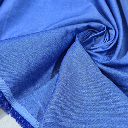Royal Blue 100% Cotton Chambray Fabric 58" Wide – Lightweight Dressmaking & Craft Fabric by the Metre