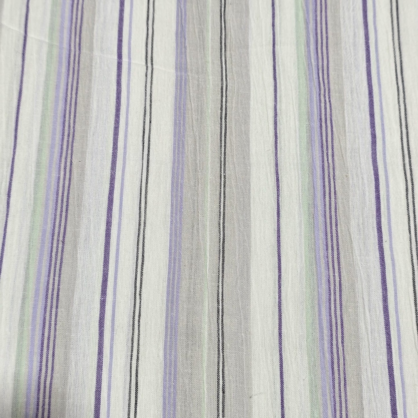 Premium Cotton Stripe Fabric – White & Lavender Woven Stripes | 58 Inch Wide | Soft Breathable Dress & Shirt Fabric