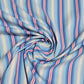 Premium Cotton Stripe Fabric – Sky Blue, White & Pink Woven Stripes | 58 Inch Wide | Soft Breathable Dress & Shirt Fabric
