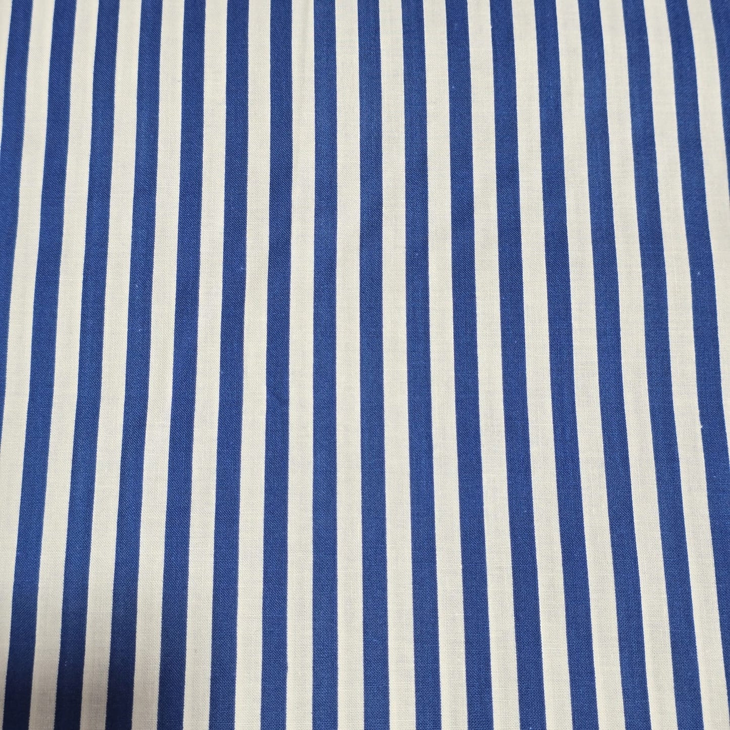 Premium Cotton Stripe Fabric – Royal Blue & White Vertical Stripes | 58 Inch Wide | Soft Breathable Shirting & Dress Fabric