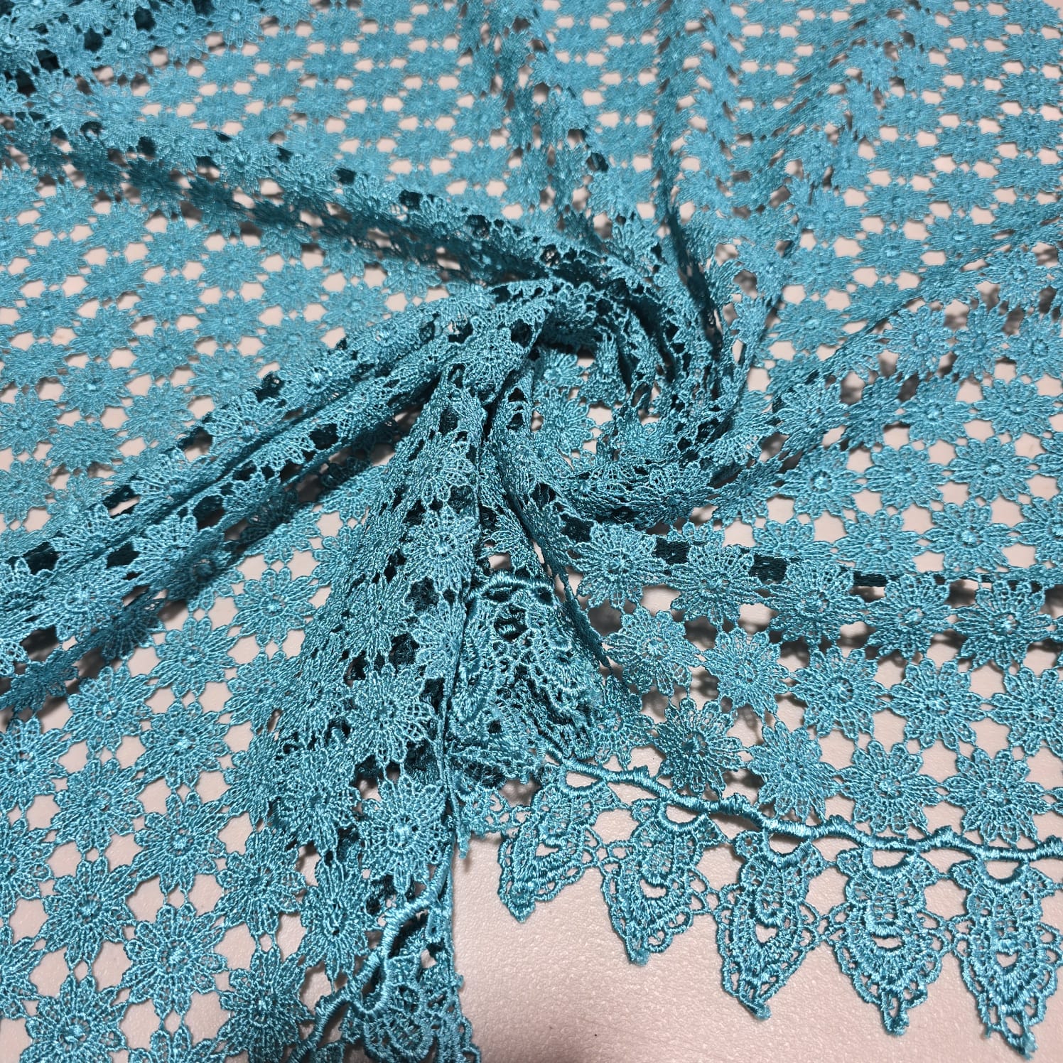 Daisy floral lace fabric for bridal and evening dresses