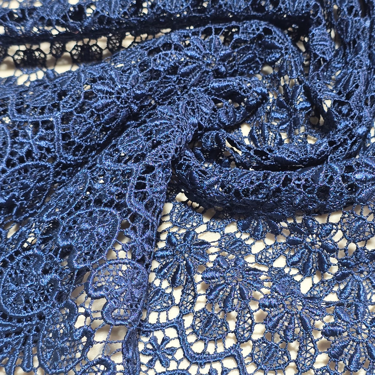 Navy floral lace fabric for bridal and evening dresses