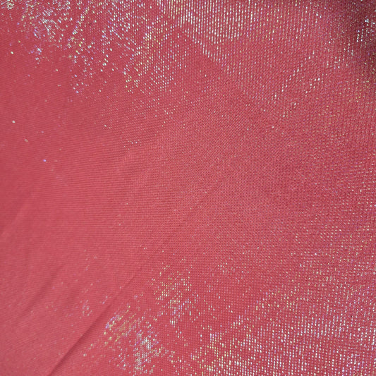 Coral Pink Glitter Stretch Fabric – 2 Way Stretch | Shimmer Knit Fabric | 58 Inch Wide