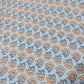 Blue and peach floral block print 100% cotton lawn fabric