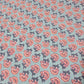Sage green cotton lawn fabric with coral floral block print