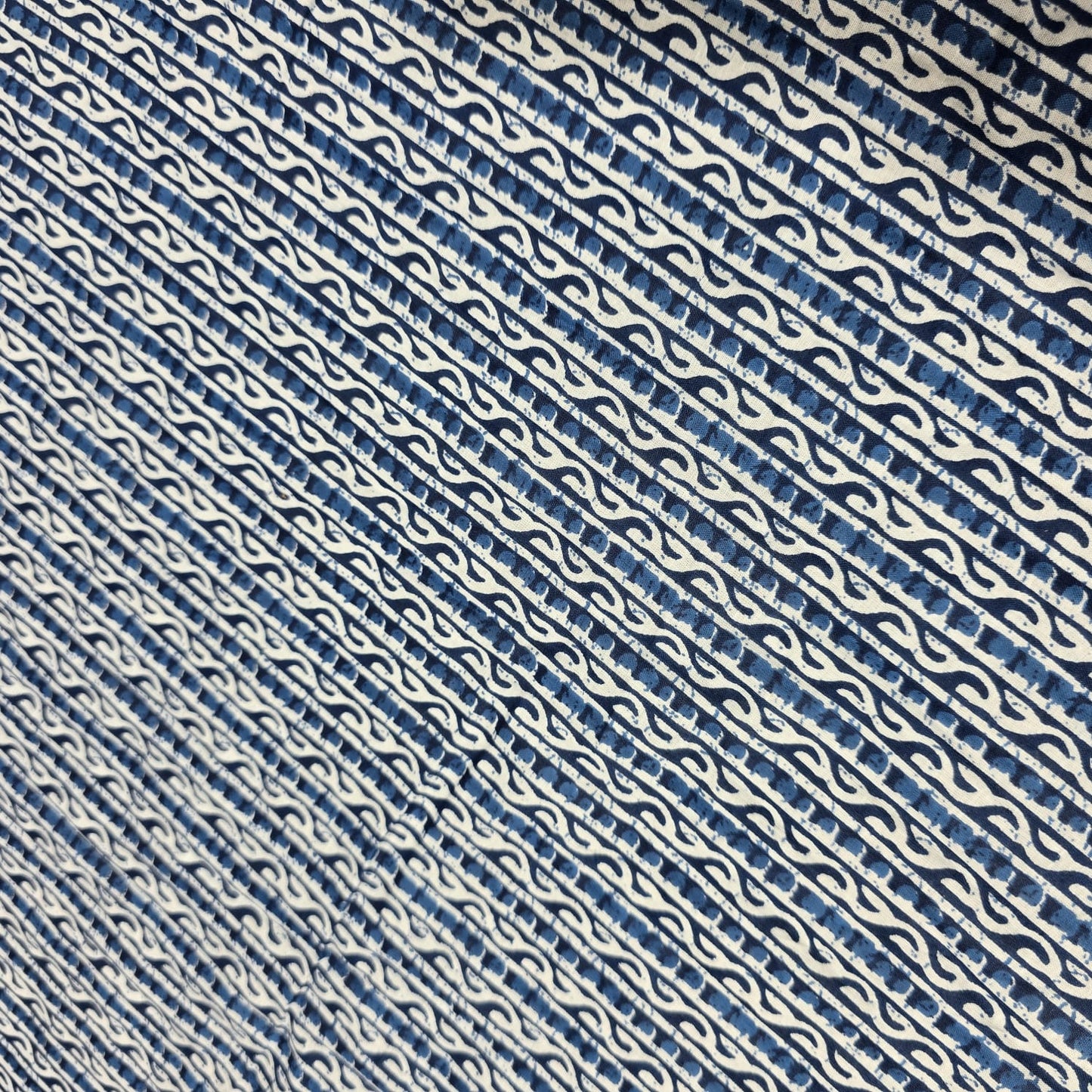 Blue geometric stripe print 100% cotton lawn fabric