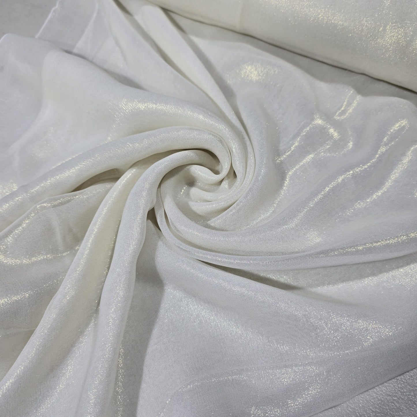 Ivory / White Shimmer Chiffon Fabric 44" Wide Sheer Bridal Wedding By Metre