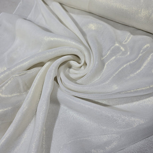 Ivory / White Shimmer Chiffon Fabric 44" Wide Sheer Bridal Wedding By Metre