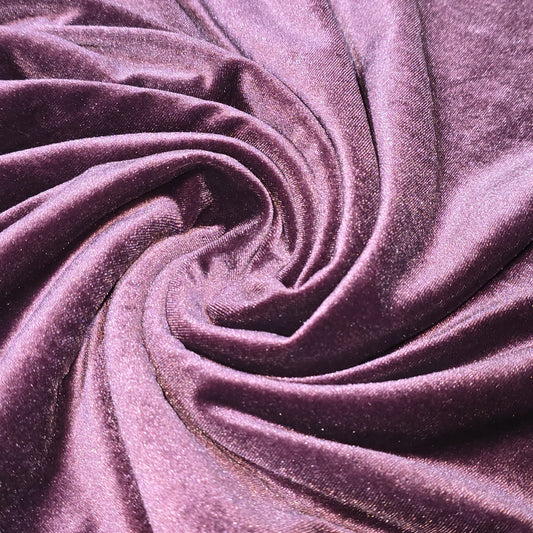 Mauve Plain Velour 2 Way Stretch Fabric 58" Wide | Sold by the Meter