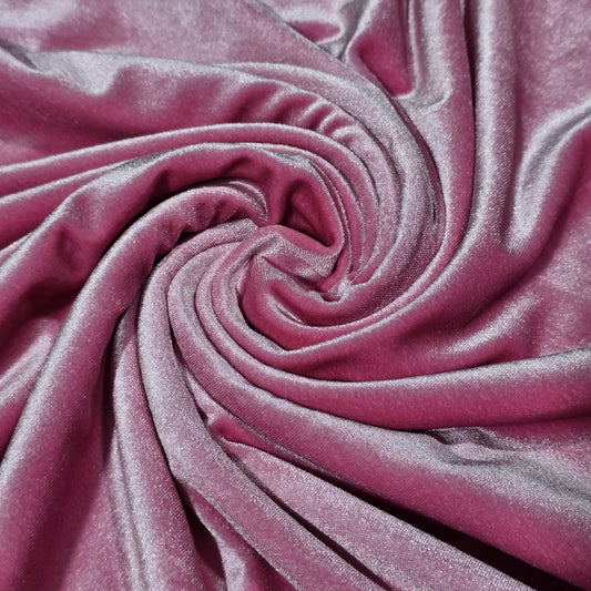 Candy Pink Plain Velour 2 Way Stretch Fabric 58" Wide | Sold by the Meter