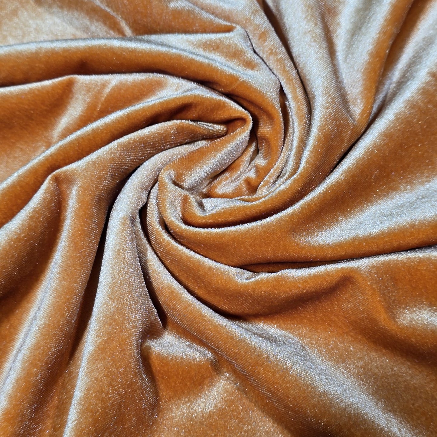 Sunset Orange Plain Velour 2 Way Stretch Fabric 58" Wide | Sold by the Meter
