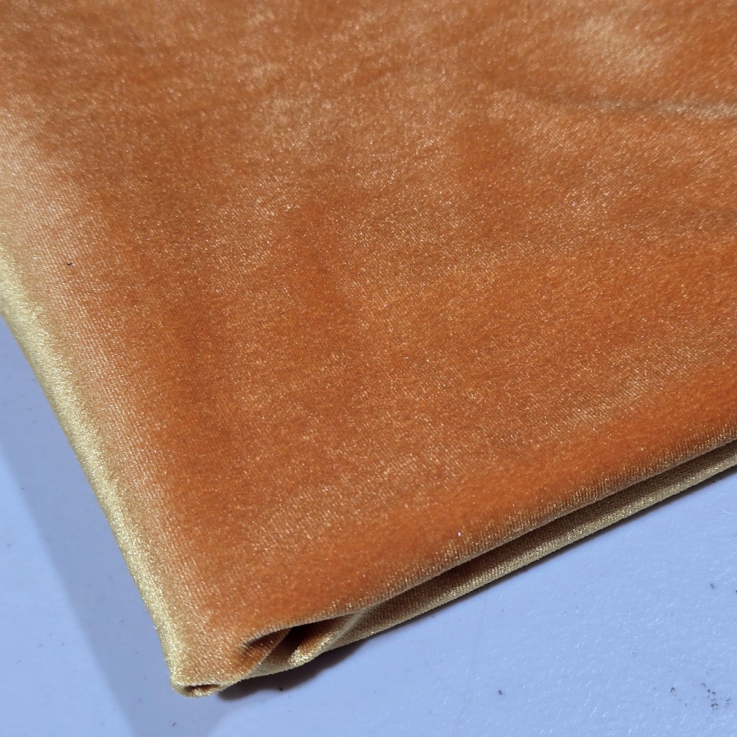 Sunset Orange Plain Velour 2 Way Stretch Fabric 58" Wide | Sold by the Meter