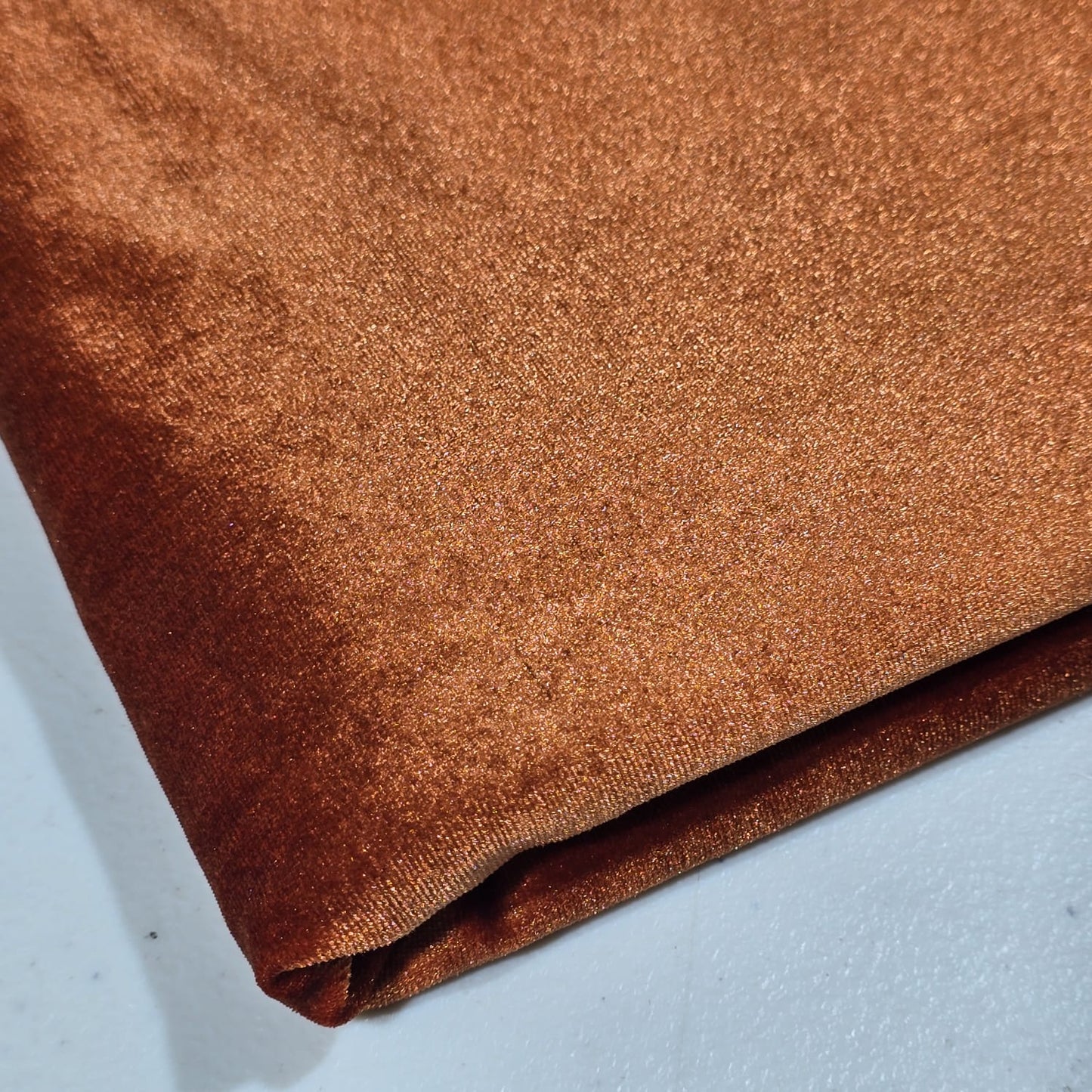 Copper Plain Velour 2 Way Stretch Fabric 58" Wide | Sold by the Meter