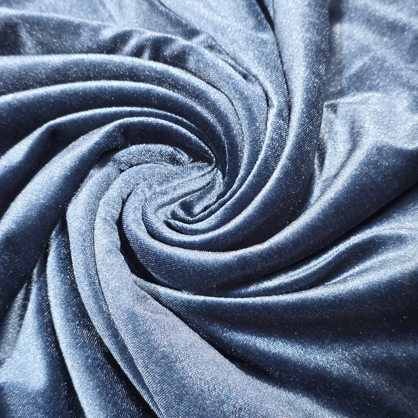 Steel Blue Plain Velour 2 Way Stretch Fabric 58" Wide | Sold by the Meter