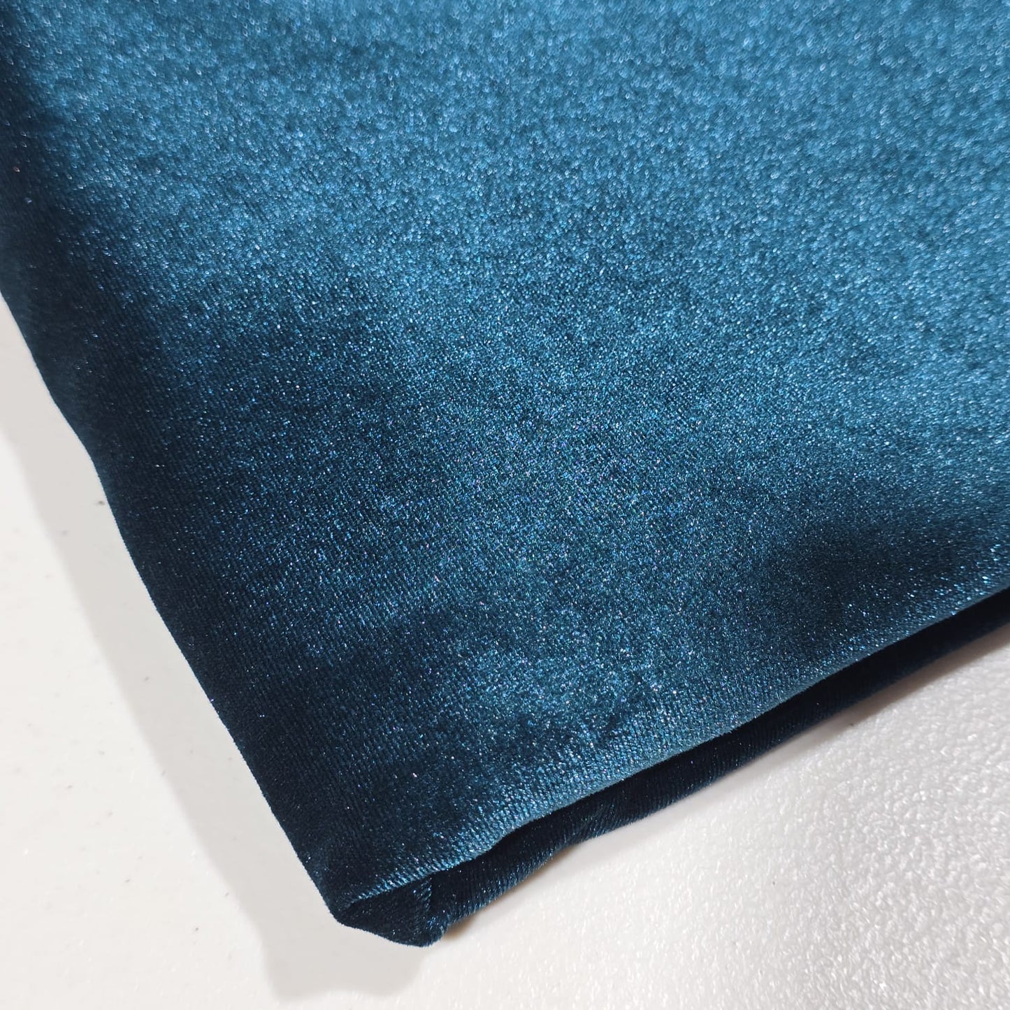 Teal Blue Plain Velour 2 Way Stretch Fabric 58" Wide | Sold by the Meter