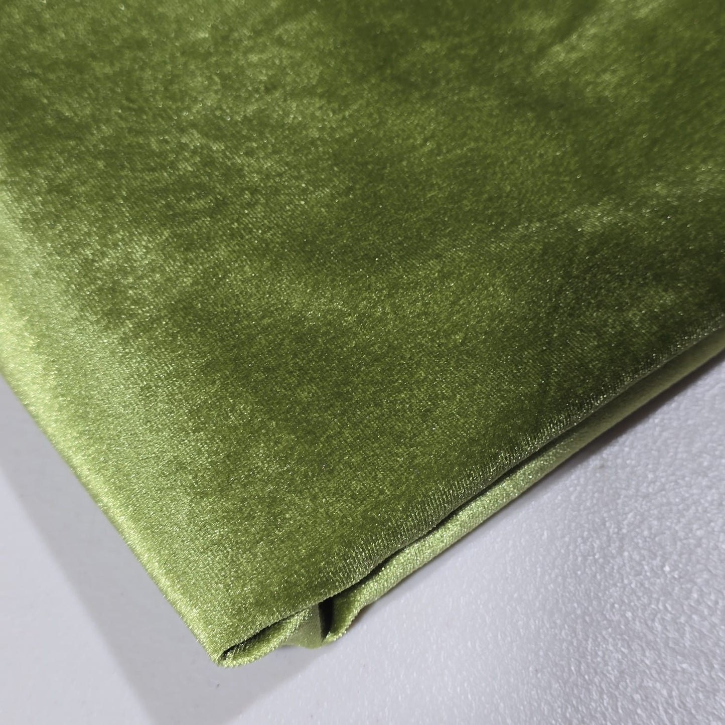 Olive Green Plain Velour 2 Way Stretch Fabric 58" Wide | Sold by the Meter