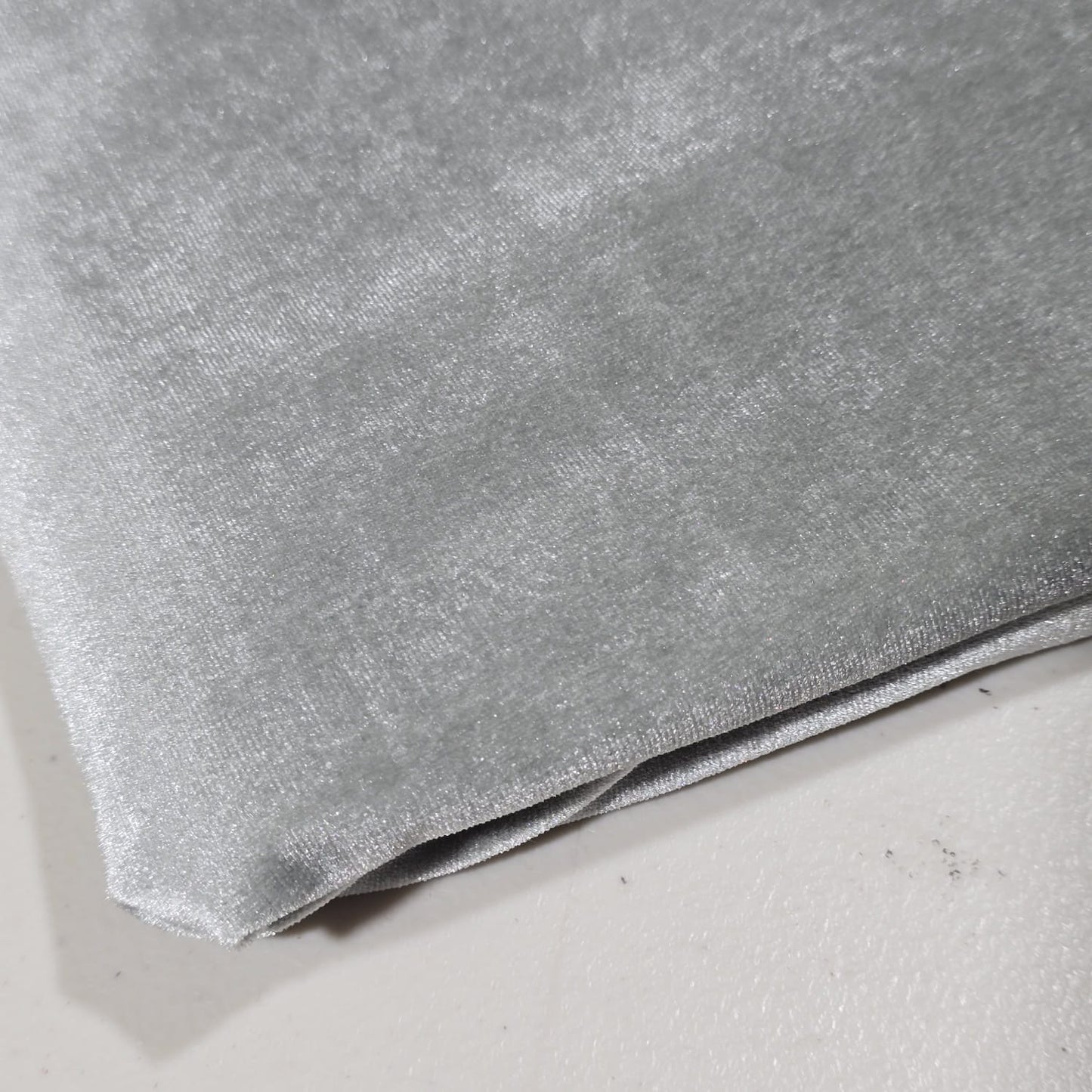 Silver Grey Plain Velour 2 Way Stretch Fabric 58" Wide | Sold by the Meter