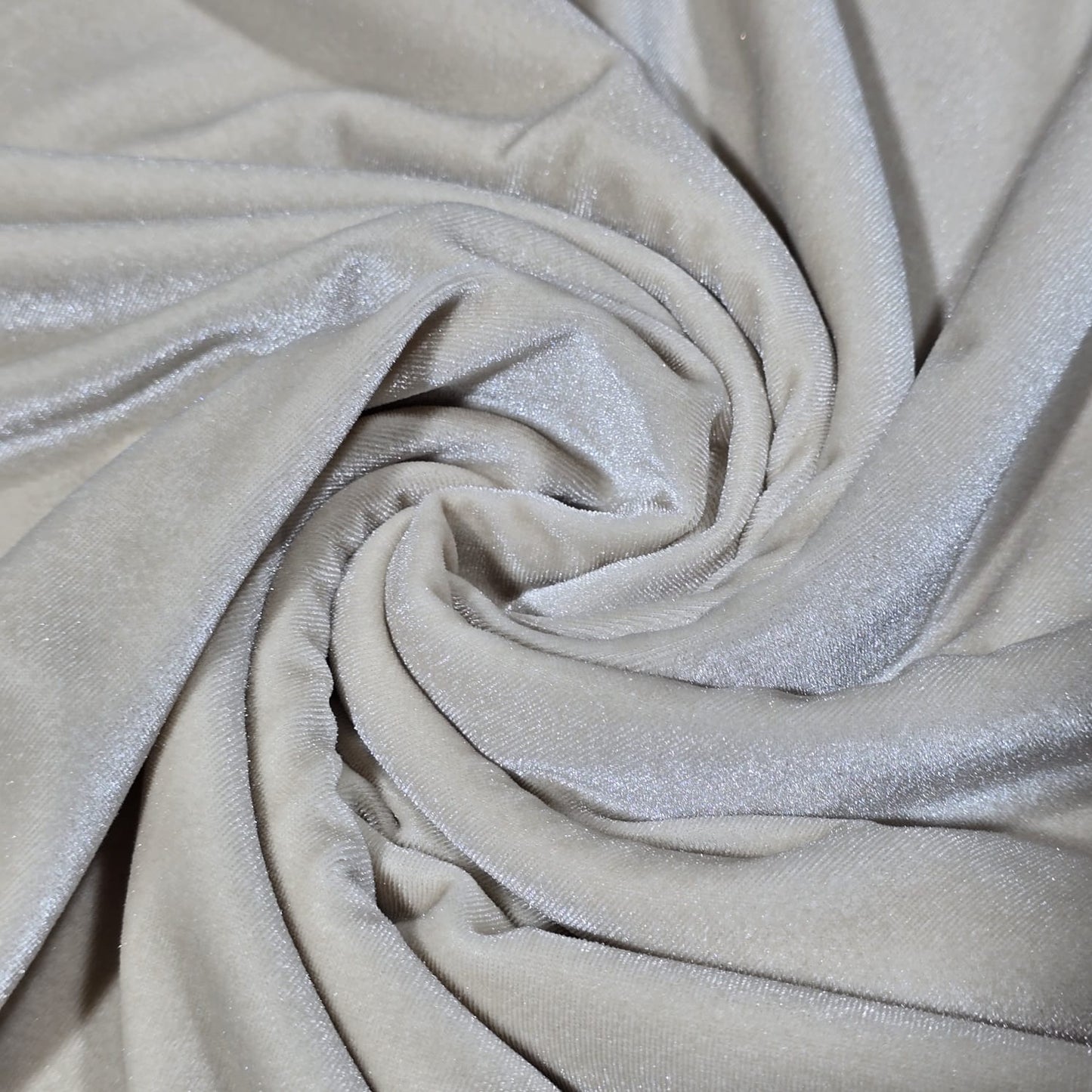 Ivory Plain Velour 2 Way Stretch Fabric 58" Wide | Sold by the Meter