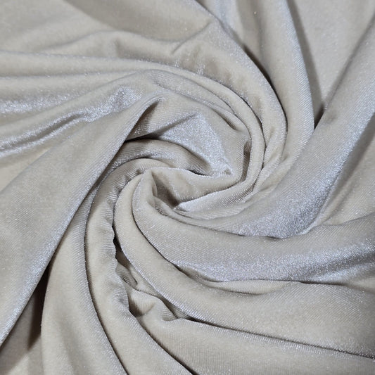 Ivory Plain Velour 2 Way Stretch Fabric 58" Wide | Sold by the Meter