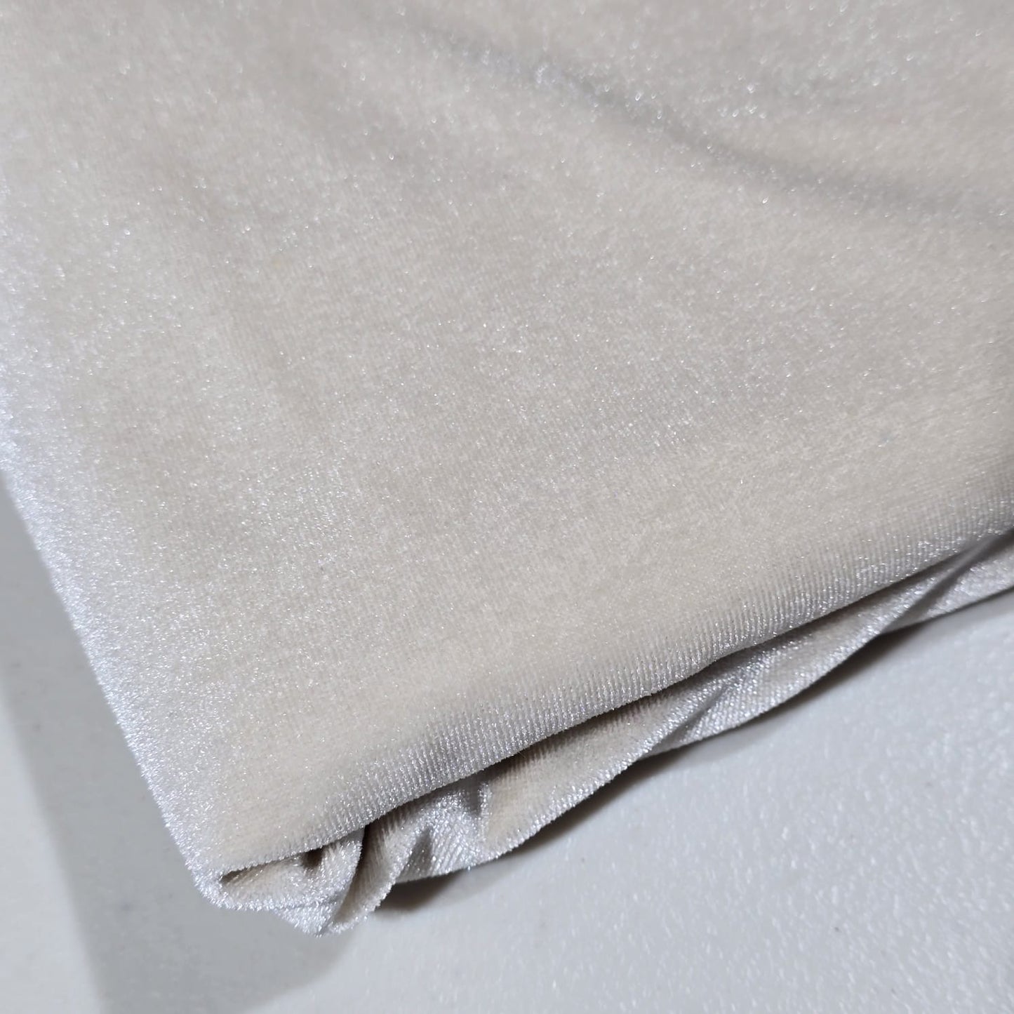 Ivory Plain Velour 2 Way Stretch Fabric 58" Wide | Sold by the Meter