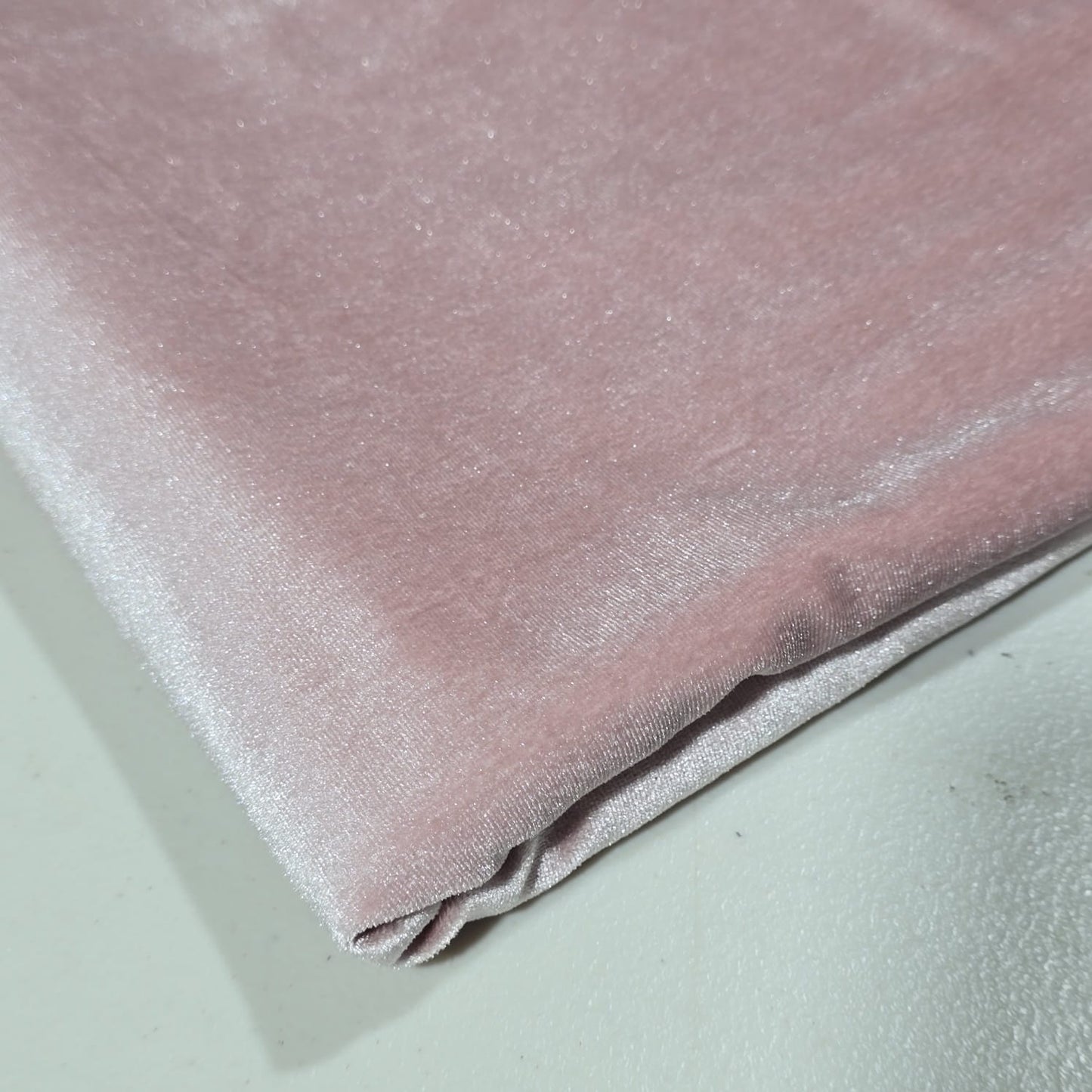 Blush Pink Plain Velour 2 Way Stretch Fabric 58" Wide | Sold by the Meter