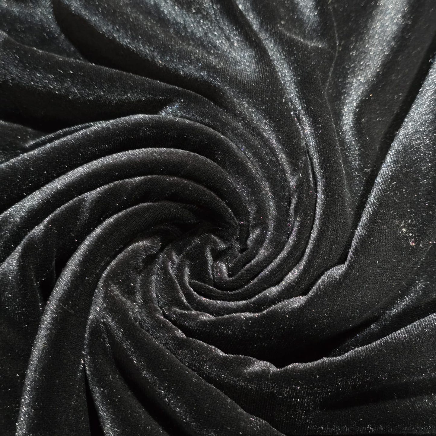 Jet Black Plain Velour 2 Way Stretch Fabric 58" Wide | Sold by the Meter