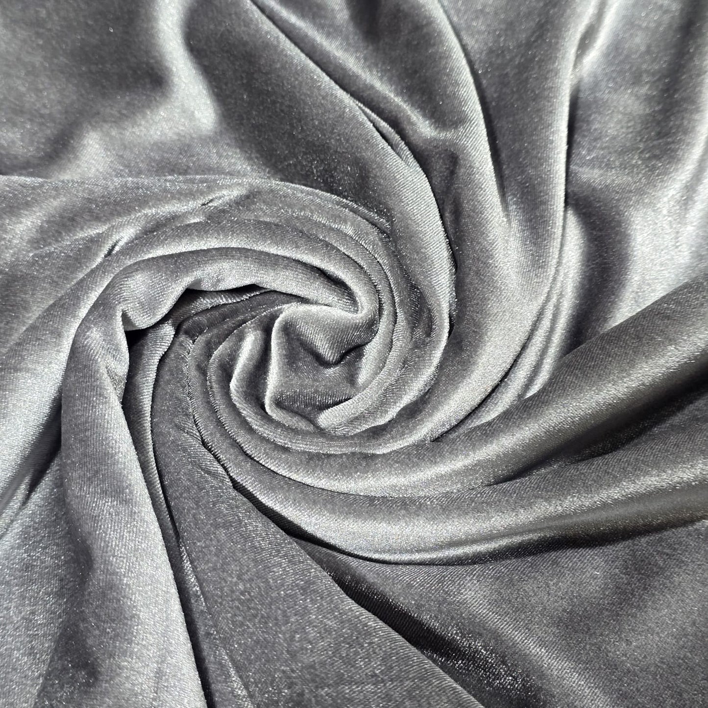 Ash Grey Plain Velour 2 Way Stretch Fabric 58" Wide | Sold by the Meter