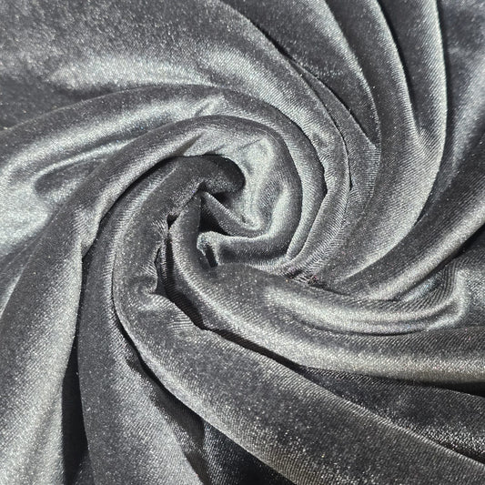 Gunmetal Grey Plain Velour 2 Way Stretch Fabric 58" Wide | Sold by the Meter