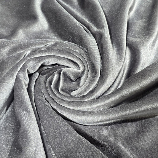 Ash Grey Plain Velour 2 Way Stretch Fabric 58" Wide | Sold by the Meter