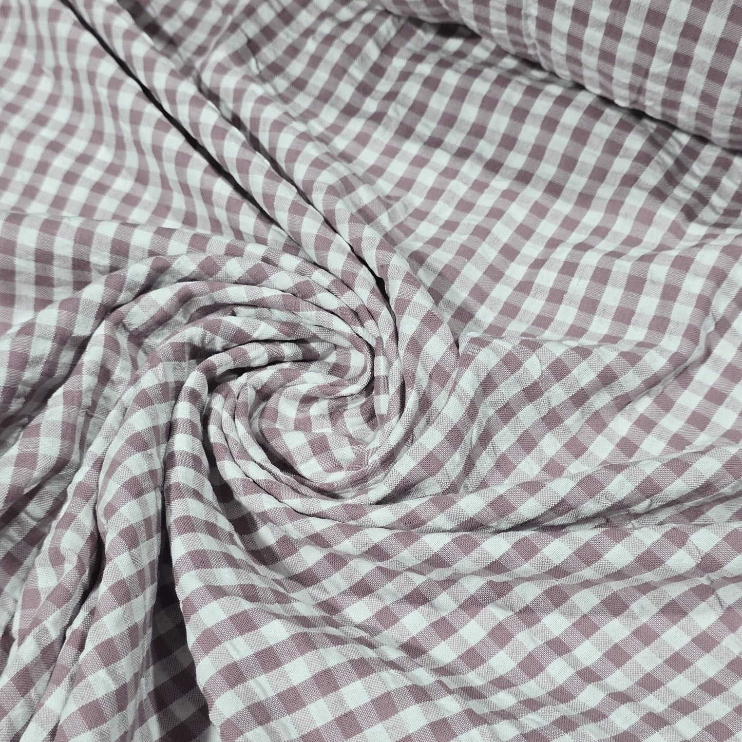 Dusty Pink Gingham 100% Cotton Seersucker Fabric Crush Costume Craft Dress Material 58" By The Meter