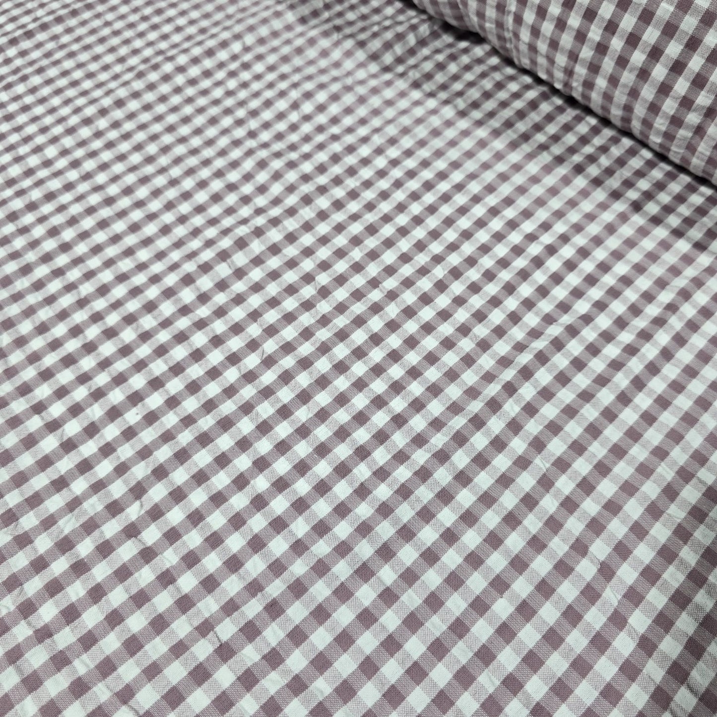 Dusty Pink Gingham 100% Cotton Seersucker Fabric Crush Costume Craft Dress Material 58" By The Meter