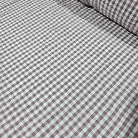 Dusty Pink Gingham 100% Cotton Seersucker Fabric Crush Costume Craft Dress Material 58" By The Meter
