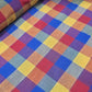 Cotton Linen Large Check Fabric Royal Blue Mustard Red | 44 Inch Wide Dress Fabric by the Metre