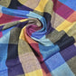 Cotton Linen Large Check Fabric Navy Blue Mustard | 44 Inch Wide Dress Fabric by the Metre