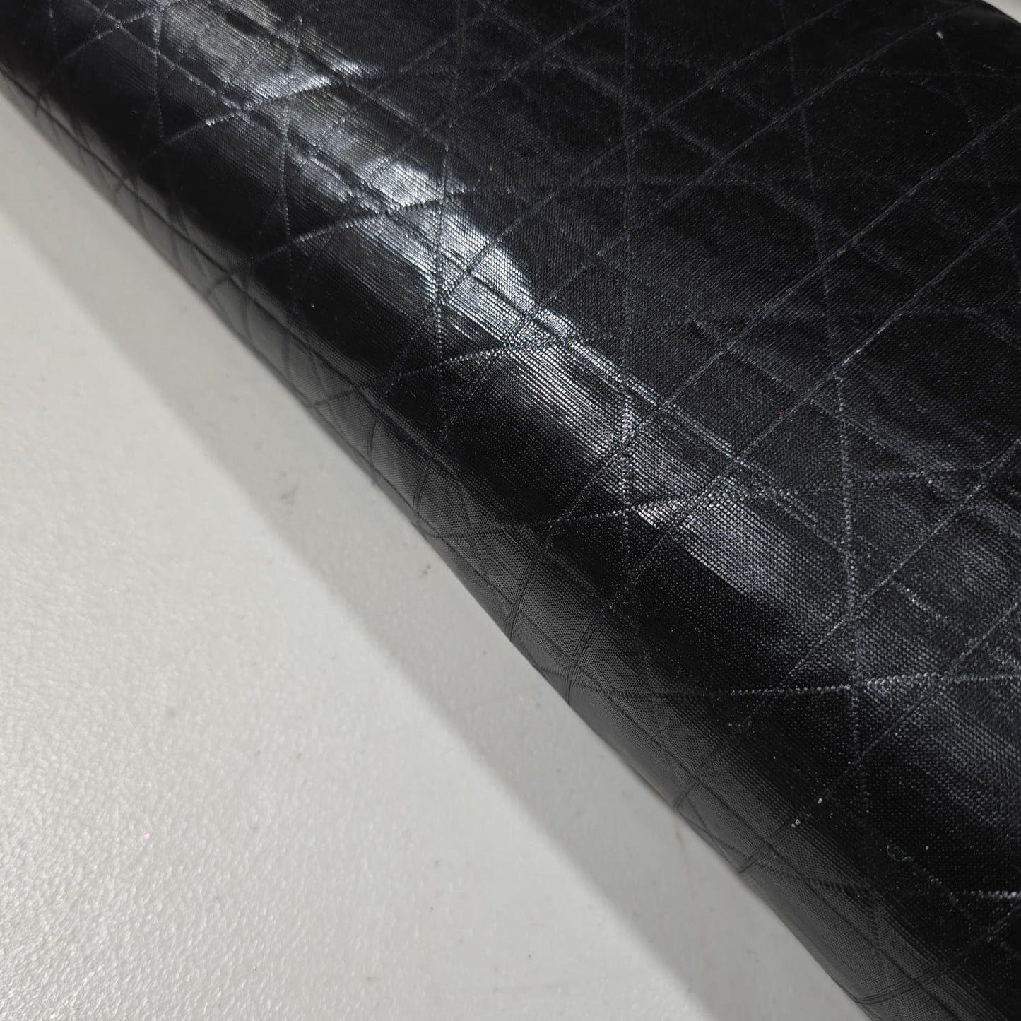 Black Leather Look Quilted Jersey Fabric by the Metre | Stretch Dressmaking Fabric