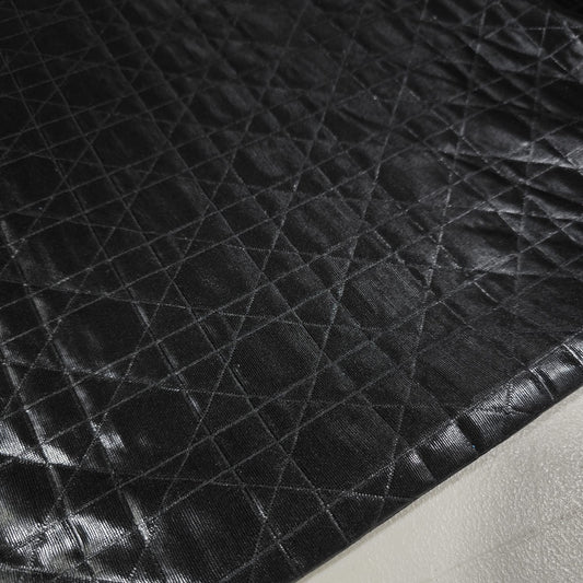 Black Leather Look Quilted Jersey Fabric by the Metre | Stretch Dressmaking Fabric