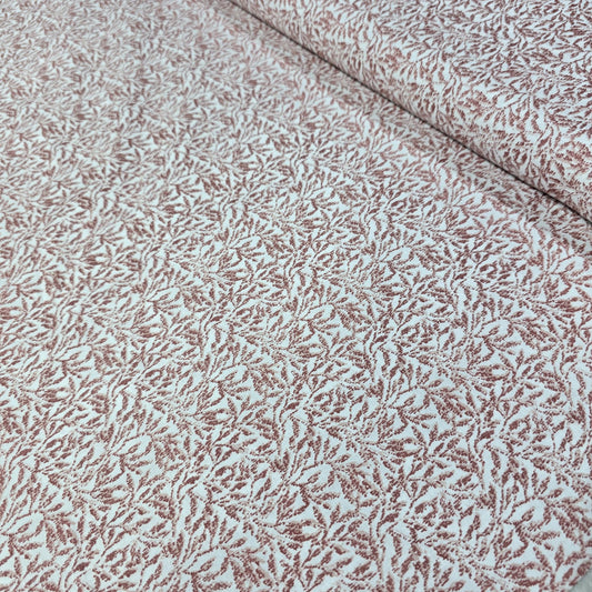 Premium 100% Cotton Poplin Fabric – Terracotta Leaf & Botanical Print – 58" (147cm) Wide by the Metre
