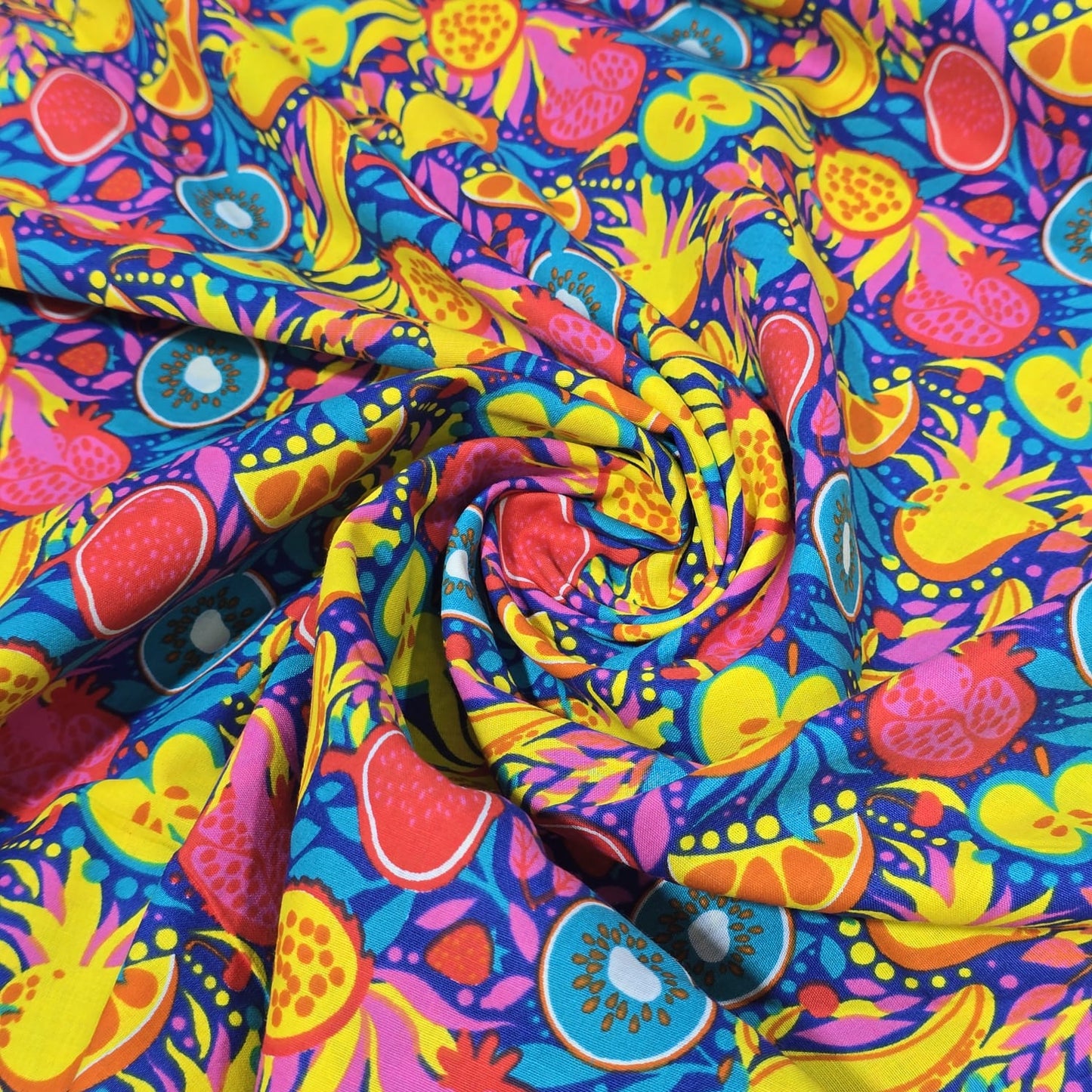 Premium 100% Cotton Lawn Fabric – Vibrant Tropical Fruit Print – 58" (147cm) Wide by the Metre